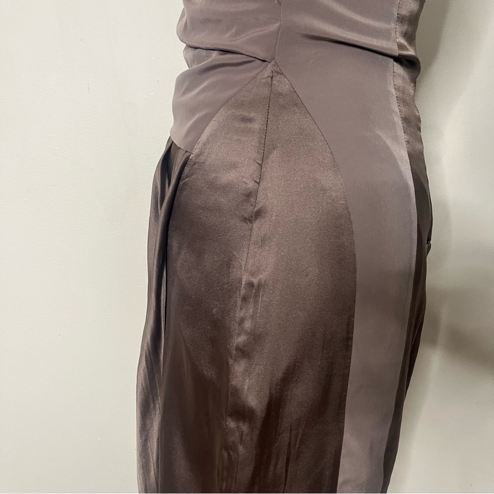 2 B Rych Women’s Taupe Sleeveless Knee Length Silk Cocktail Dress Sz XS - Picture 3 of 14